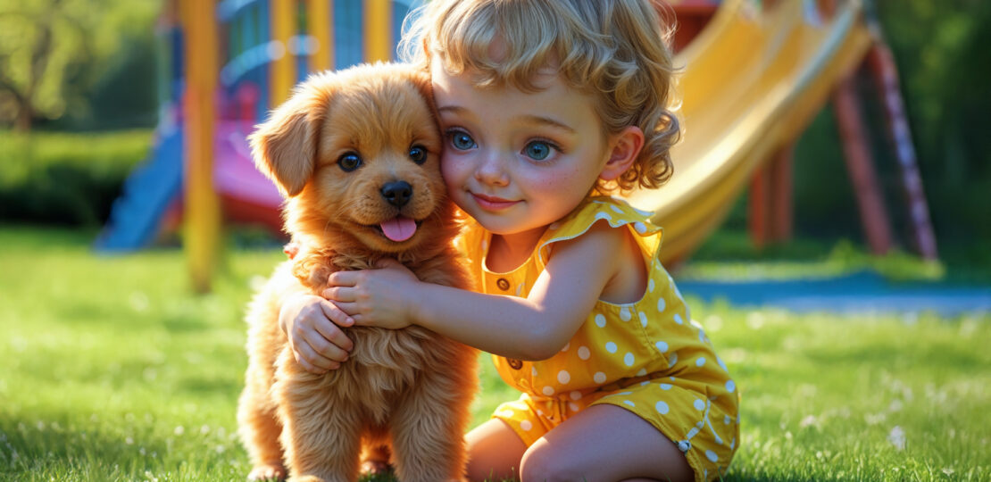 girl with puppy in park_1_1