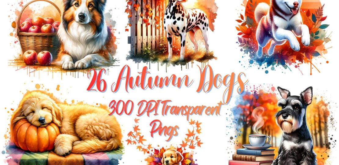 Kimono Floral Style Dog Clipart Bundle mockup main